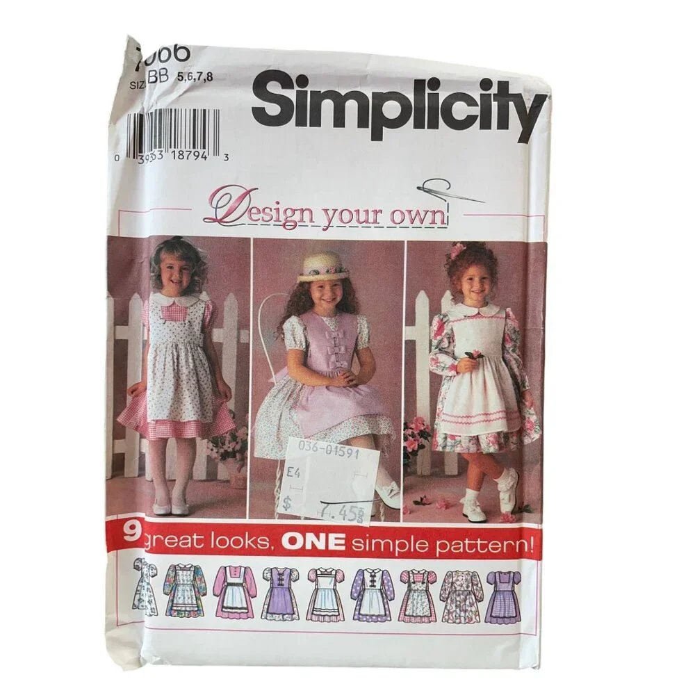 Simplicity Sewing Pattern 7066 Dress Pinafore Child Size 5-8